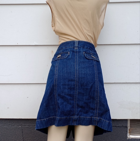 Dark Wash Button Up Jean Mini Skirt - Picture 4 of 9